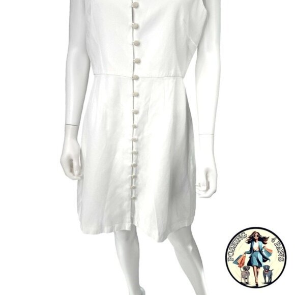 Tuckernuck | White Leighton Sleeveless Linen Blend Mini Dress Size XXL - Picture 5 of 9
